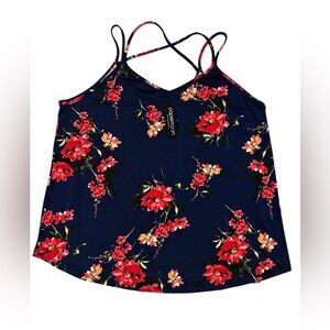 NWT Papermoon Floral Navy & Red Strappy Tank